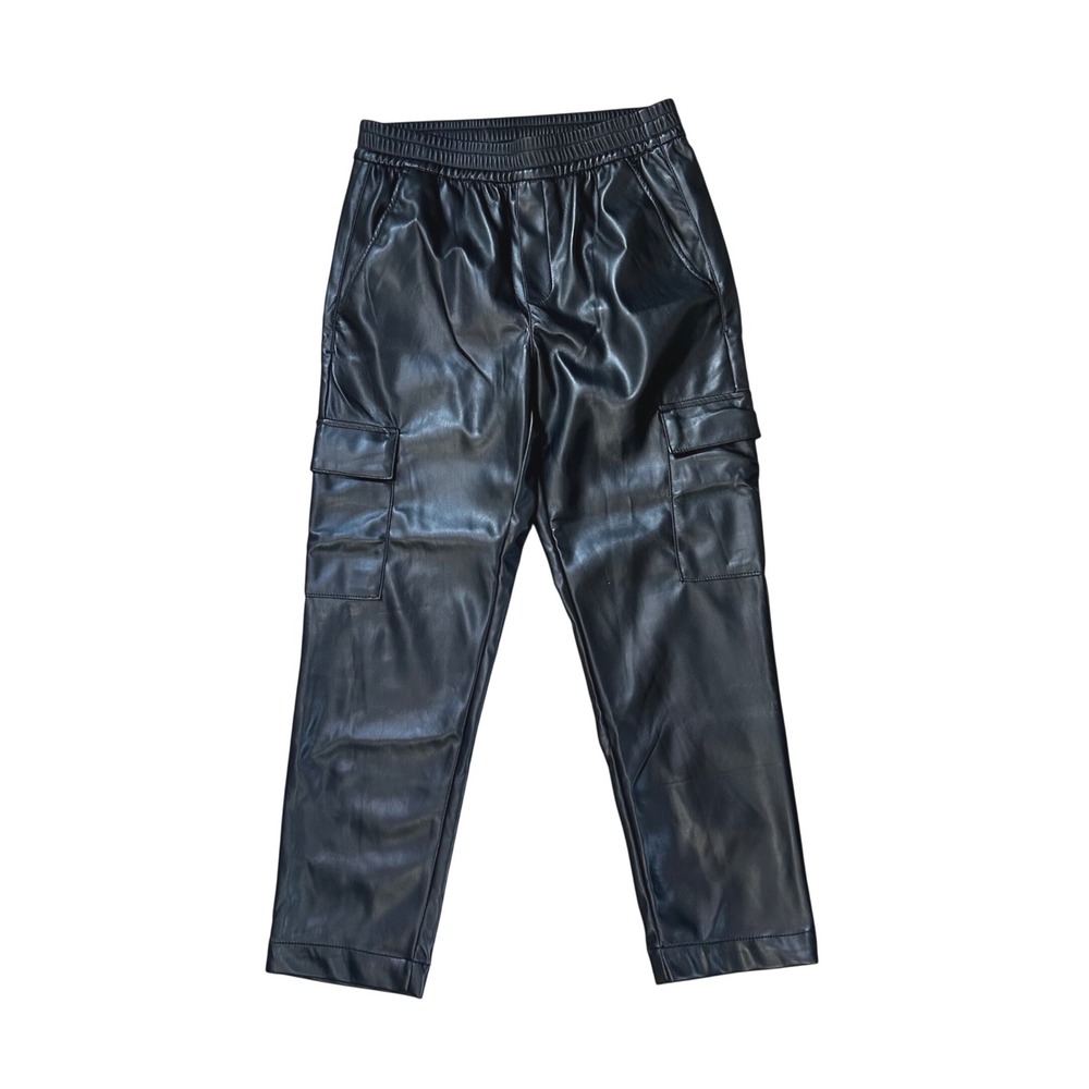 Gap Faux Leather Cargo Pants XS Edgy Streetwear Baddie Black Joggers NWT